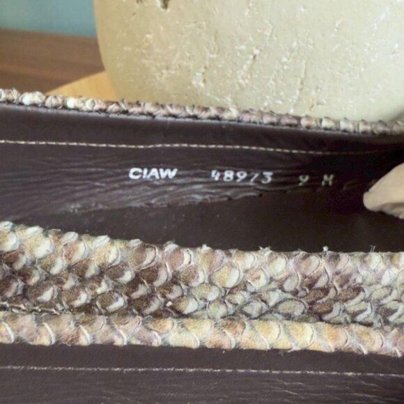 Stuart Weitzman 9 M Loafers Aqua Washed Boa Snake Sioux - Picture 4 of 10